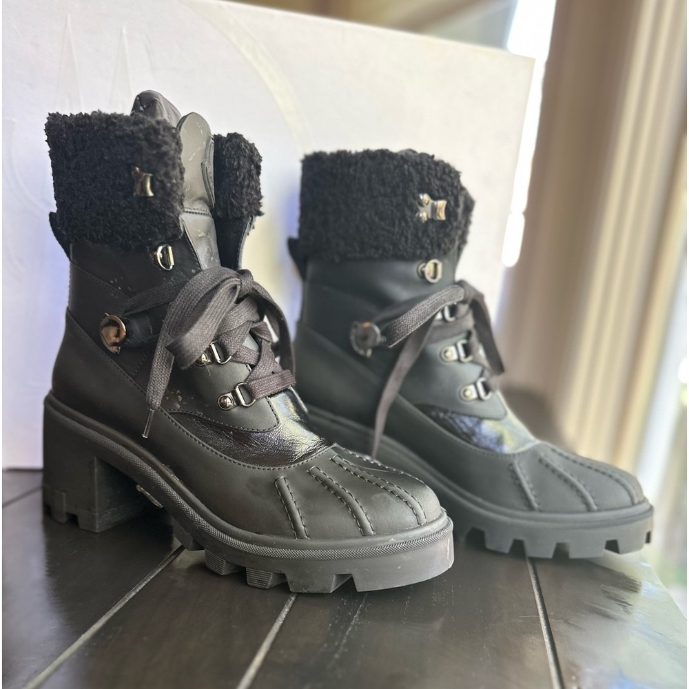 Moncler Shearling cuff weather hiker boots like new! worn once in a house!